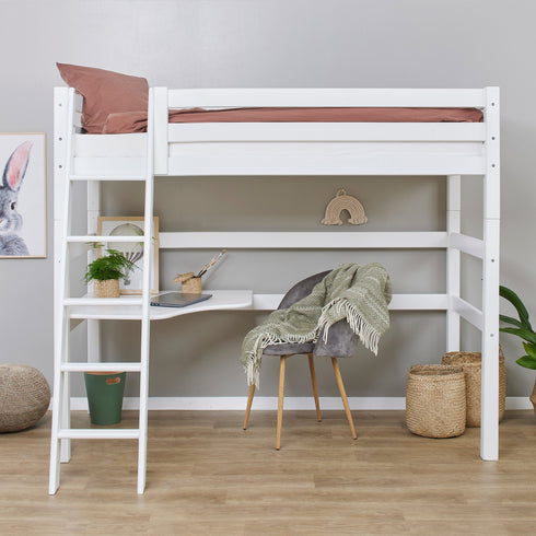 ECO Luxury MEGA Reguleeritav pööningvoodi koos puhkemooduli ja lauaga, valge, Hoppekids